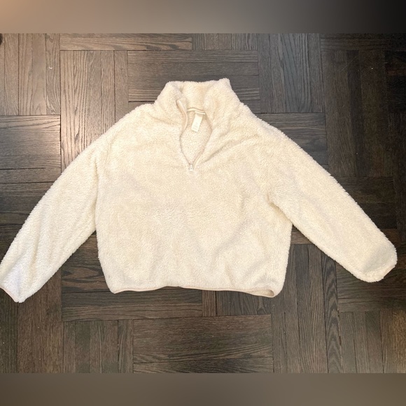 White Plush Fleece 3/4 Zip - Picture 2 of 4